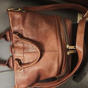 Leather backpack-tote bag